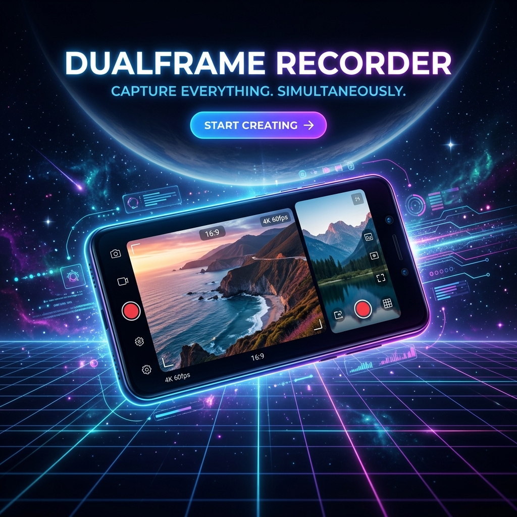 DualFrame Recorder App Mockup