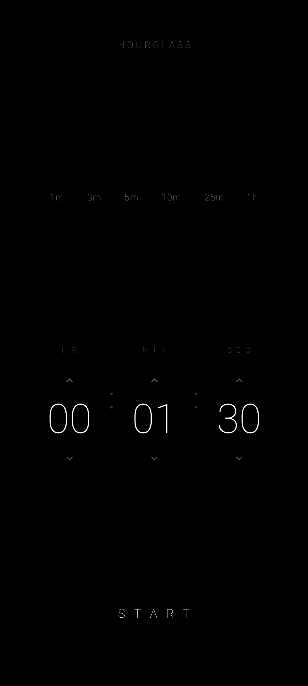 Flux Hourglass setup screen